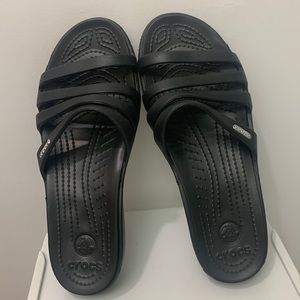 Crocs Strappy Sandal, Womens Size 8, Black